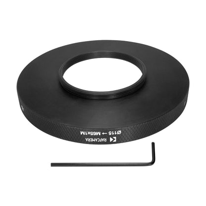 115mm clamp to M65x1 male thread adapter (for Fujinon 0.65/120mm lens)