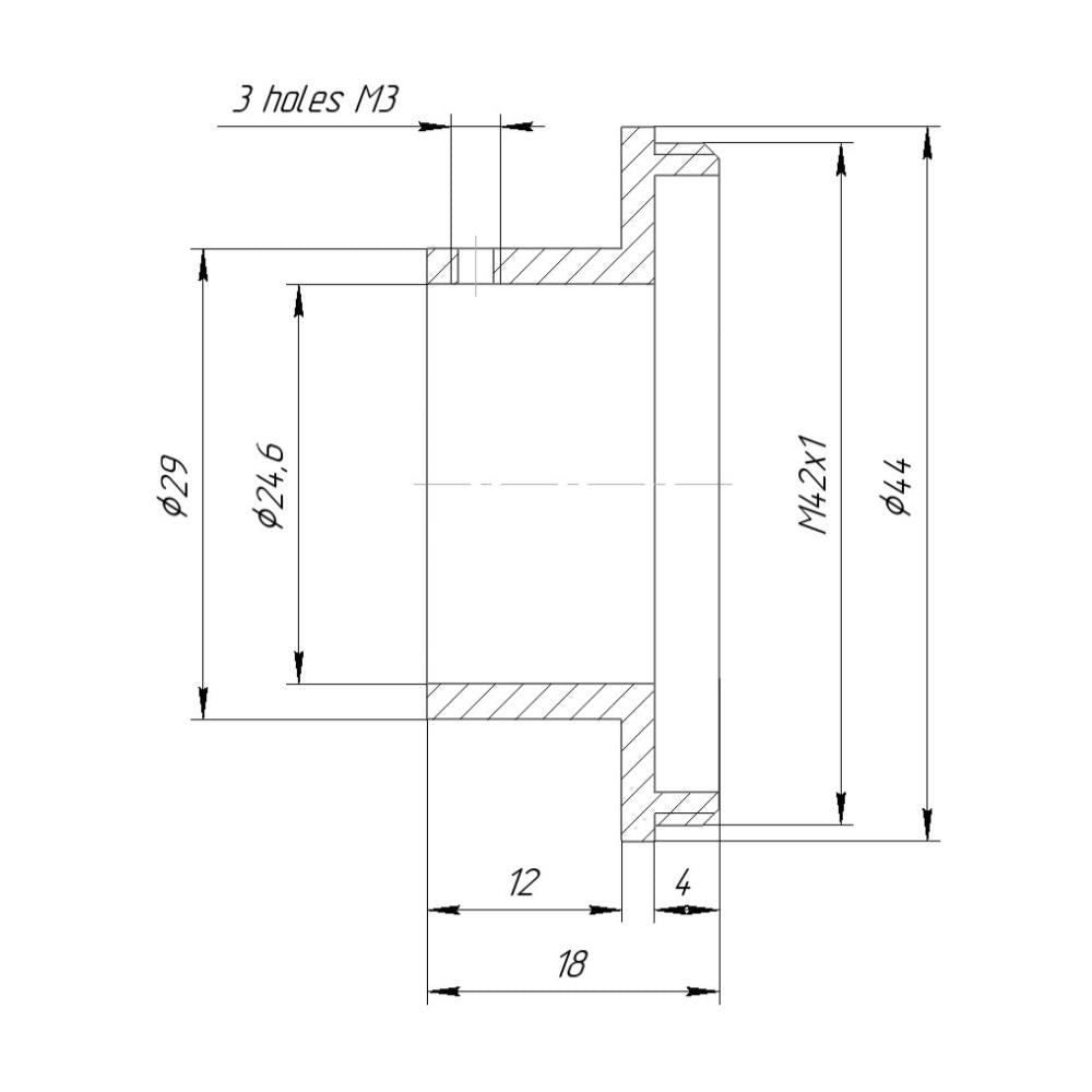 24.6mm clamp to M42x1 male thread adapter for Nikon ED scanner lens