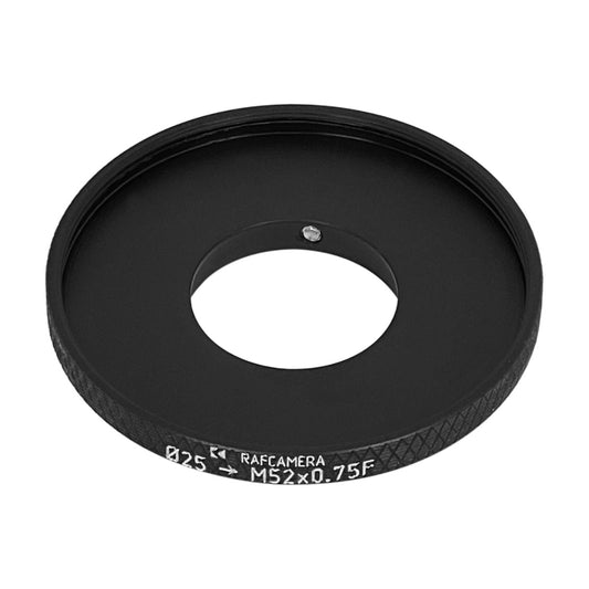 25mm clamp to M52x0.75 female thread adapter