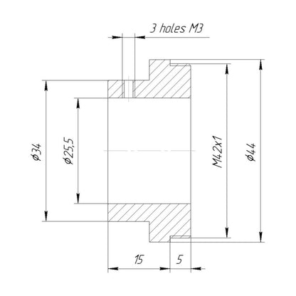 25.5mm clamp to M42x1 male thread adapter for helicoids