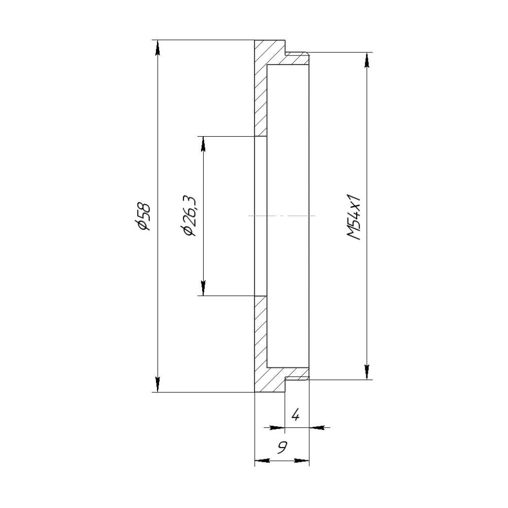 26.3mm bore to M54x1 male thread adapter for Compur #00 shutters