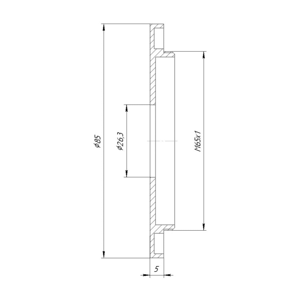 26.3mm bore to M65x1 male thread adapter for Compur #00 shutters, wide