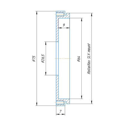 26.5mm bore to Rolleiflex SLX mount adapter for Compur #00 shutters