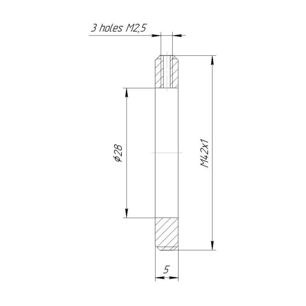 28mm clamp to M42x1 male thread adapter, flangeless
