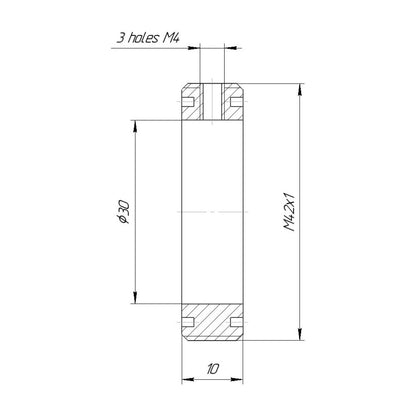 30mm clamp to M42x1 male thread adapter, flangeless