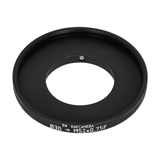 30mm clamp to M52x0.75 female thread adapter