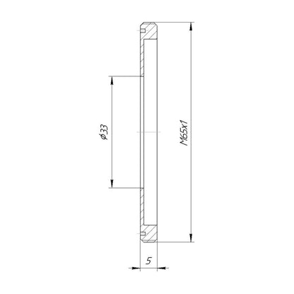 33mm bore to M65x1 male thread adapter