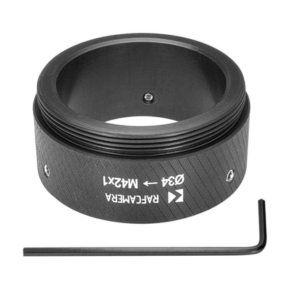 34mm clamp to M42x1 male thread adapter, 15mm long