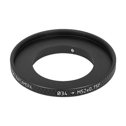 34mm clamp to M52x0.75 female thread adapter