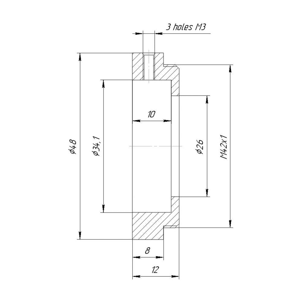 34mm clamp to M42x1 male thread adapter for Zeiss S-Sonnar 2.5/62mm