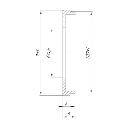 34.6mm bore to M57x1 male thread adapter to mount shutters on Bronica S2 camera