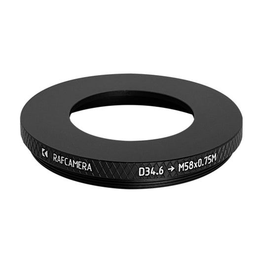 34.6mm bore to M58x0.75 male thread adapter for shutters