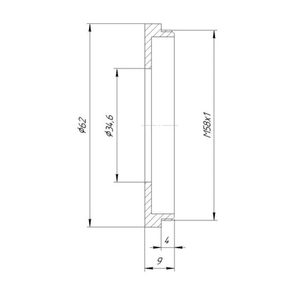 34.6mm bore to M58x1 male thread adapter for shutters