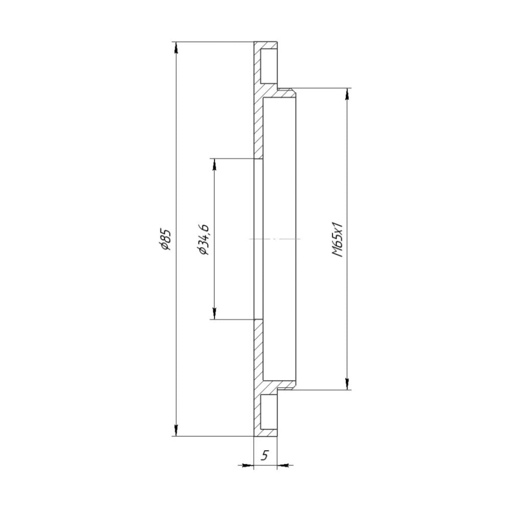 34.6mm bore to M65x1 male thread adapter for shutters, wide