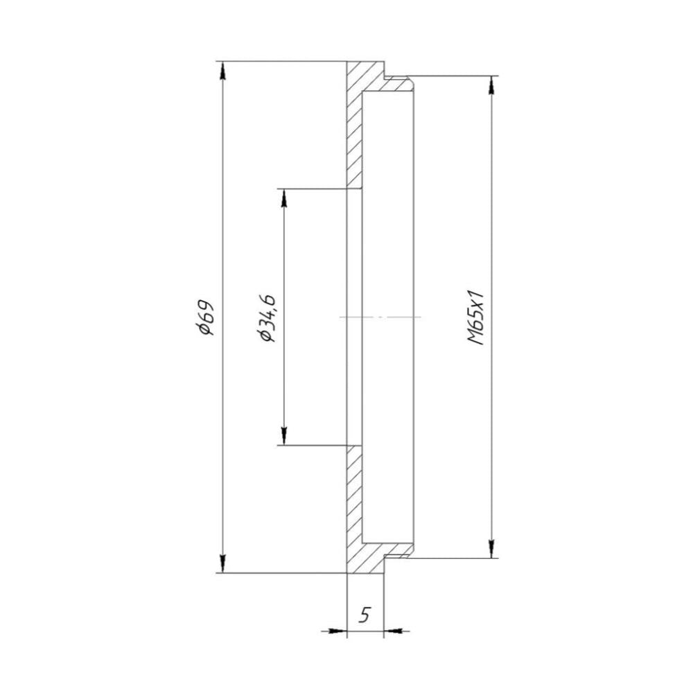 34.6mm bore to M65x1 male thread adapter for shutters