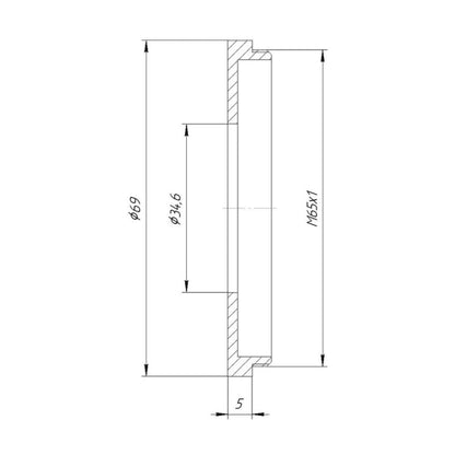 34.6mm bore to M65x1 male thread adapter for shutters