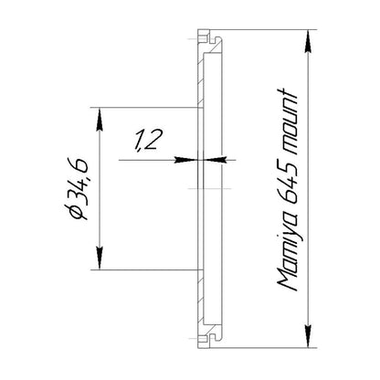 34.6mm bore to Mamiya 645 camera mount adapter for #0 shutters
