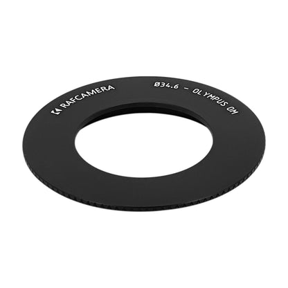 34.6mm bore to Olympus OM camera mount adapter