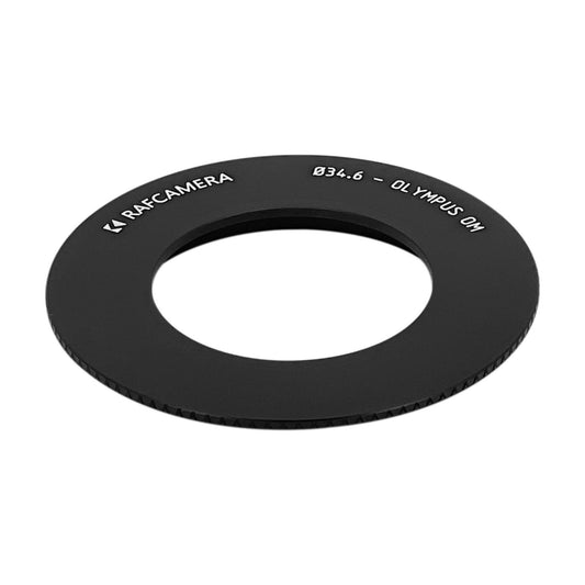 34.6mm bore to Olympus OM camera mount adapter