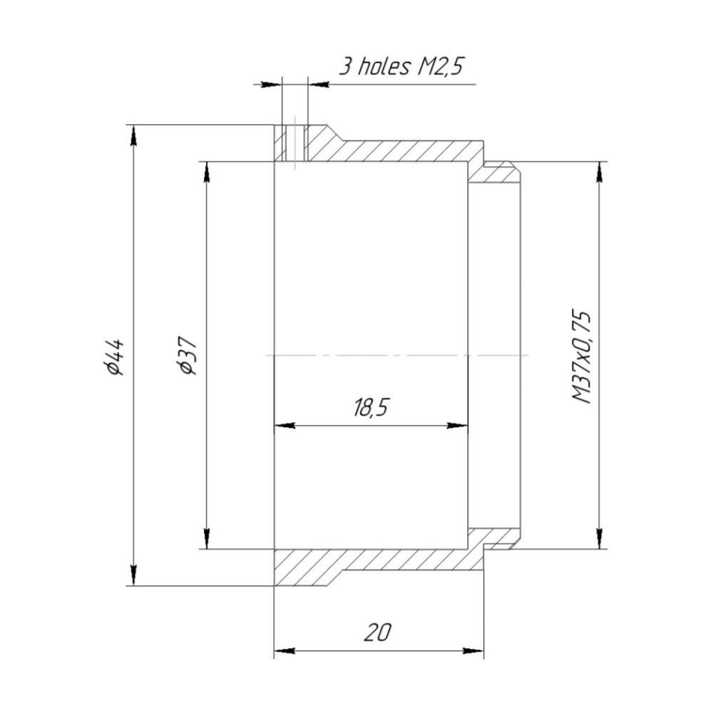 37mm clamp to M37x0.75 male thread adapter