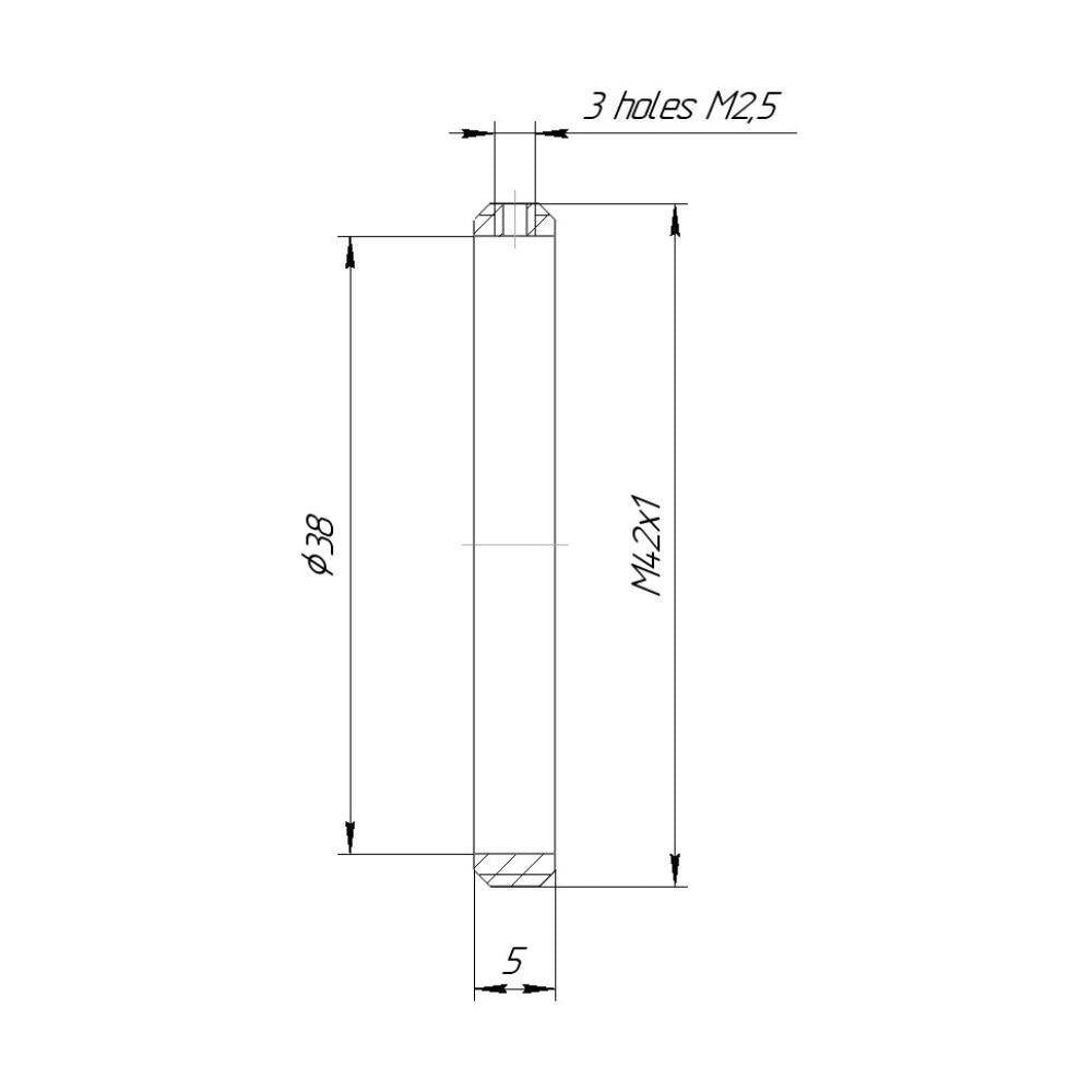 38mm clamp to M42x1 male thread adapter, flangeless