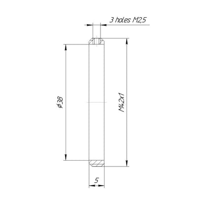 38mm clamp to M42x1 male thread adapter, flangeless