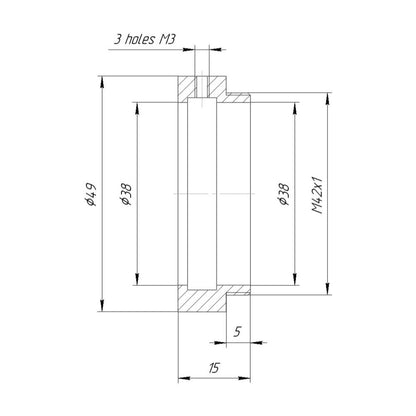 38mm clamp to M42x1 male thread adapter for projection lenses