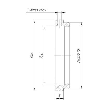 38mm clamp (V38) to M43x0.75 male thread adapter for Schneider Macro-Symmar