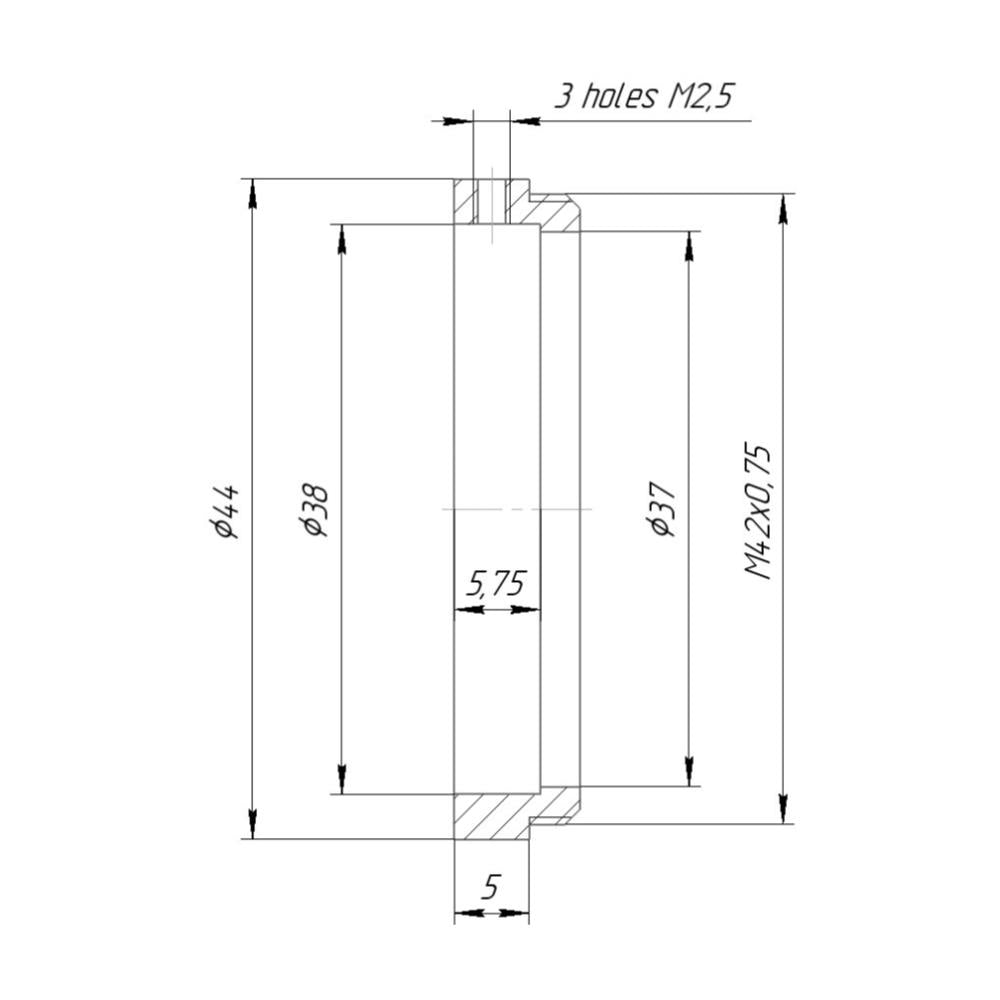 38mm clamp (V38) to M42x0.75 (T2) male thread adapter for Schneider Macro-Symmar