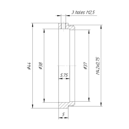 38mm clamp (V38) to M42x0.75 (T2) male thread adapter for Schneider Macro-Symmar