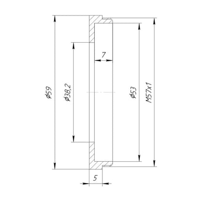 38.2mm bore to M57x1 male thread adapter to mount shutters on Bronica S2 camera