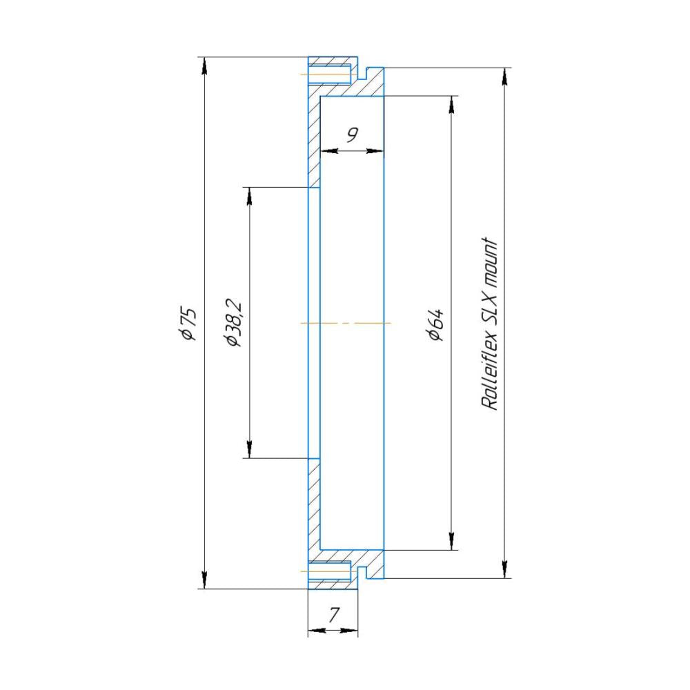 38.2mm bore to Rolleiflex SLX mount adapter for Compound Dagor shutters