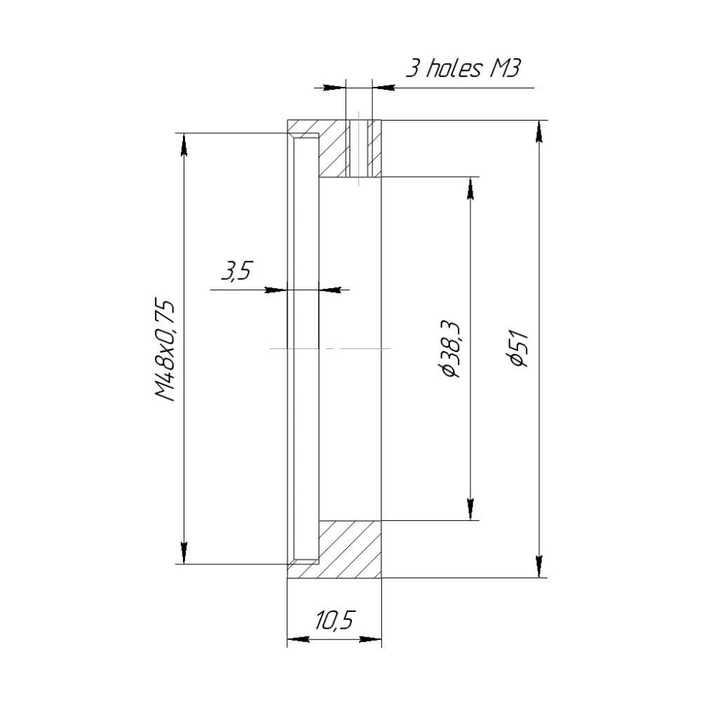 38.3mm clamp to M48x0.75 female thread adapter