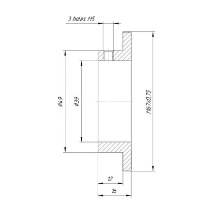 39mm clamp to M67x0.75 male thread adapter (for Kowa 16-A lenses)