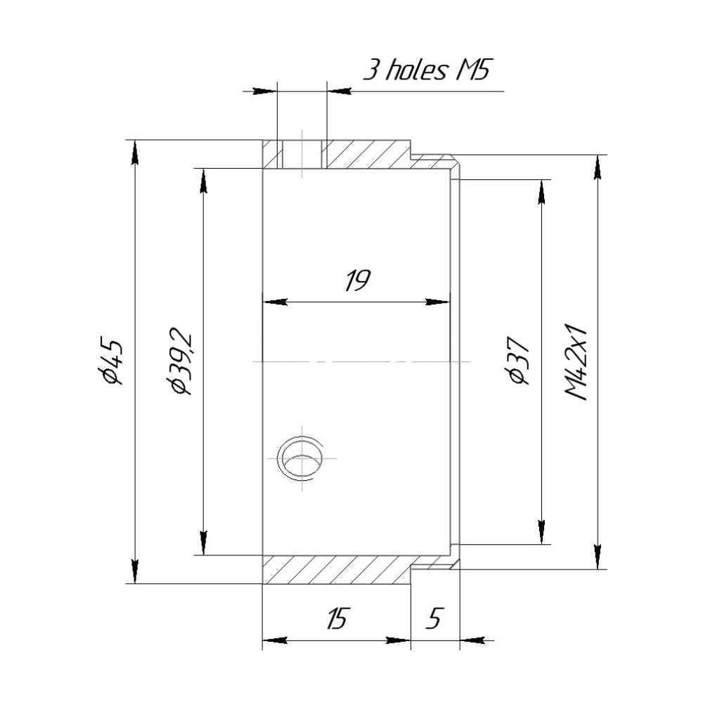 39.2mm clamp to M42x1 male thread adapter for Makro-Symmar HM 5.6/120mm lens