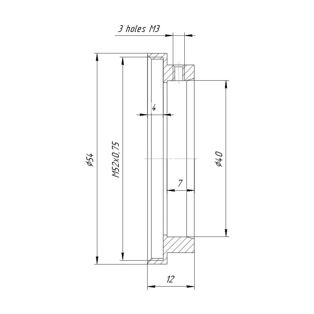 40mm clamp to M52x0.75 female thread adapter