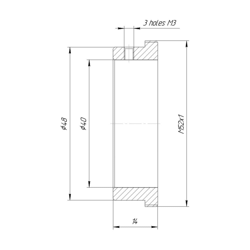 40mm clamp to M52x1 male thread adapter for focusing helicoids