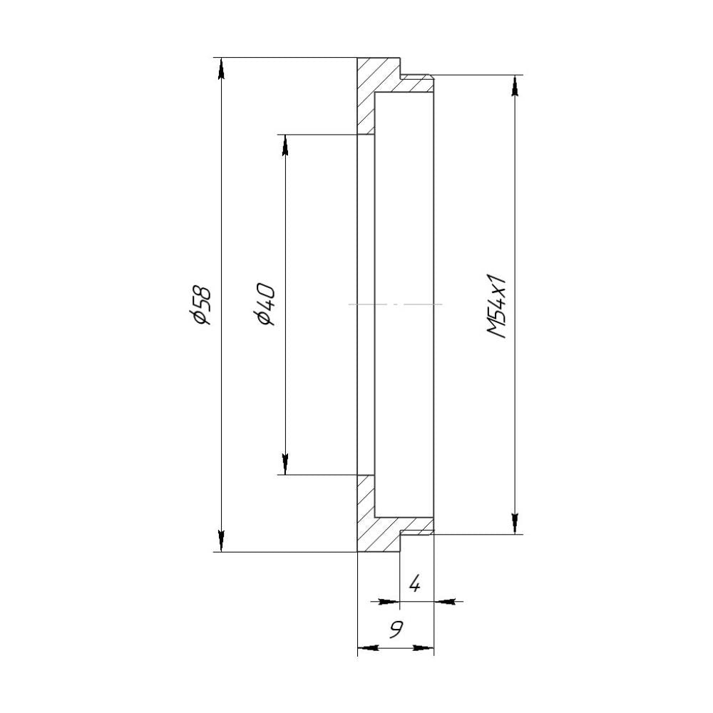 40mm bore to M54x1 male thread adapter for helicoids