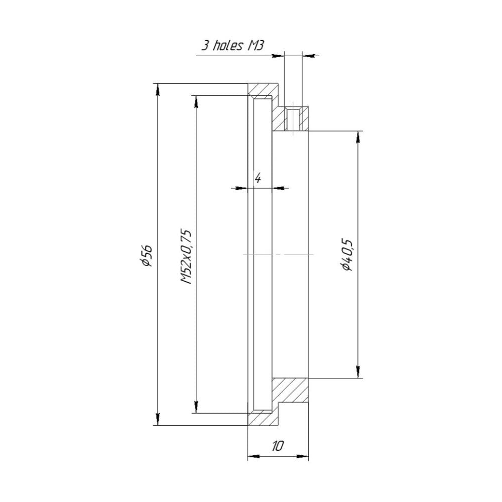 40.5mm clamp to M52x0.75 female thread adapter