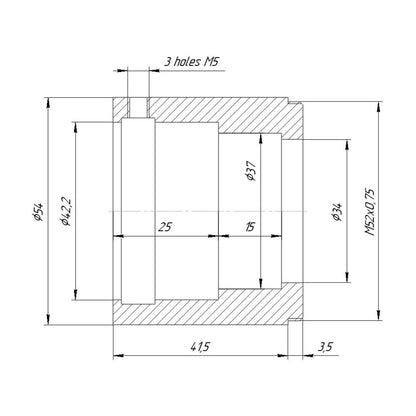 42mm clamp to M52x0.75 male thread for Iscorama S8 2x lens
