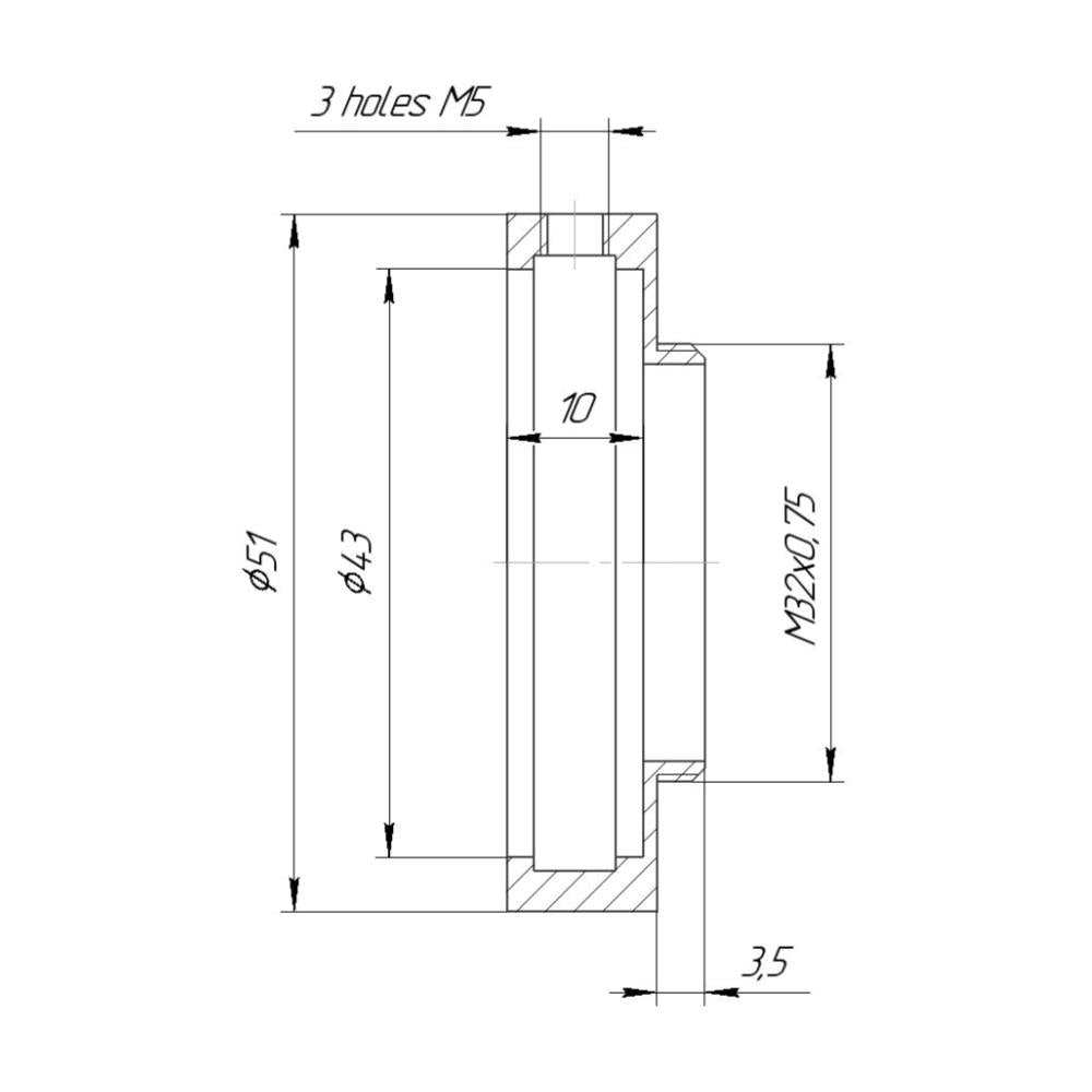 43mm clamp to M32x0.75 male thread adapter (for Kowa 16-D lenses)