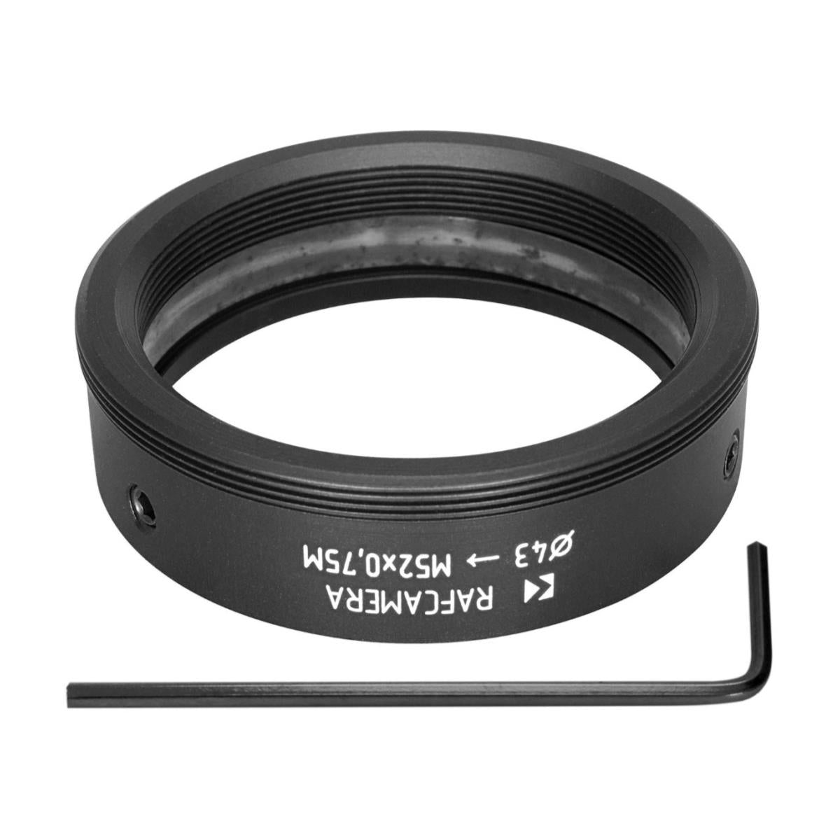 43mm clamp to M52x0.75 male thread adapter (for Kowa 16-D lenses)