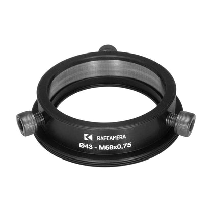43mm clamp to M58x0.75 male thread adapter (for Kowa 16-D lenses)