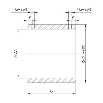43.2mm clamp to SM2 male thread adapter for Lasergraphics Lens