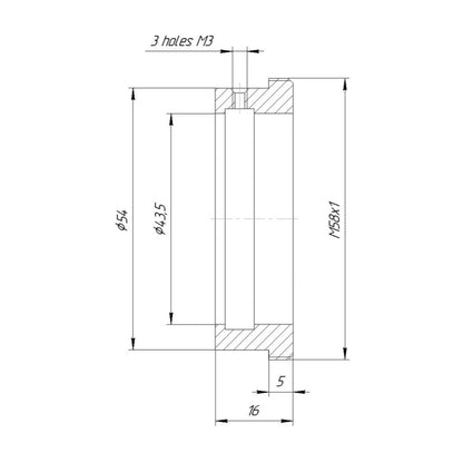 43.5mm clamp to M58x1 male thread adapter for helicoids