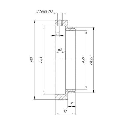 44mm clamp to M42x1 male thread adapter