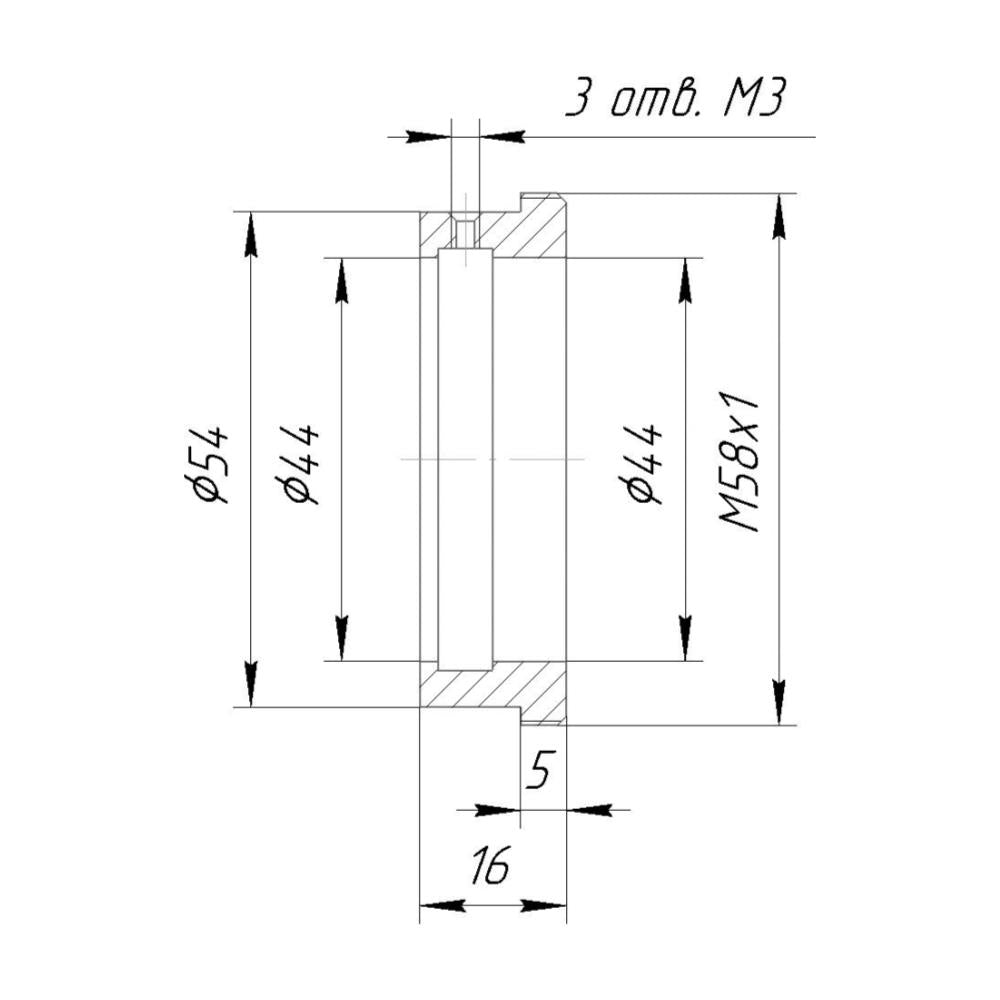 44mm clamp to M58x1 male thread adapter for helicoids