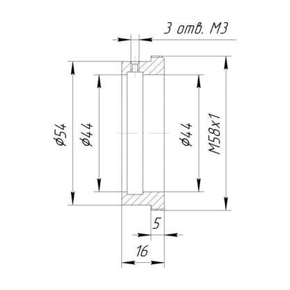 44mm clamp to M58x1 male thread adapter for helicoids