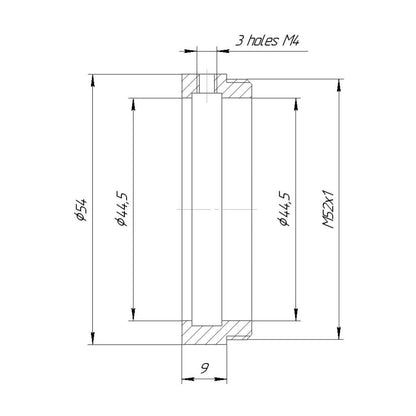 44.5mm clamp to M52x1 male thread adapter