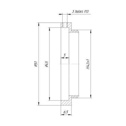 45mm clamp to M42x1 male thread adapter